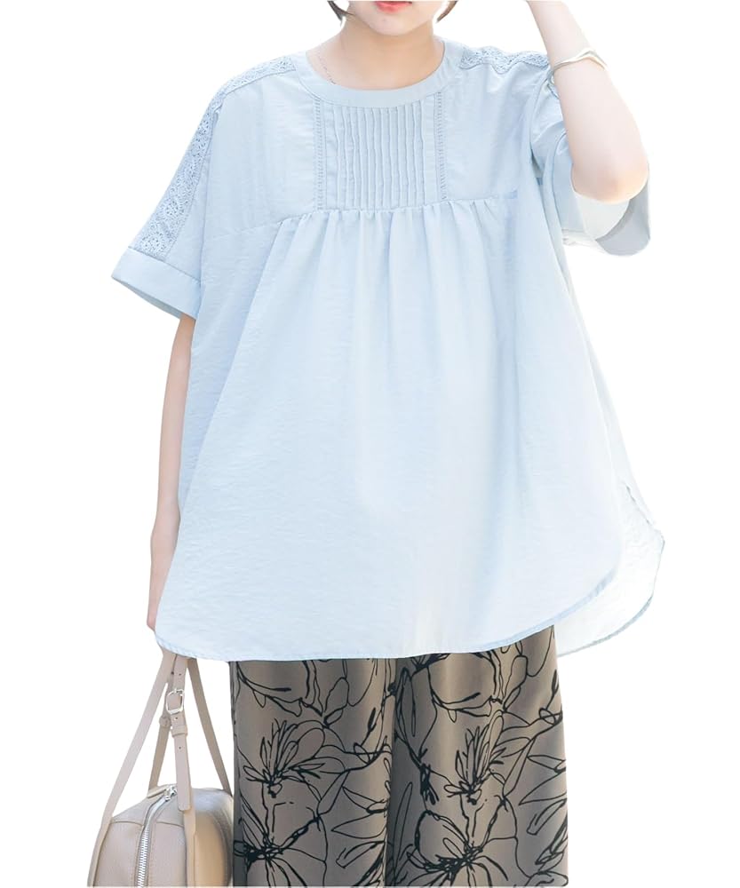 ★アーバンリサーチ　ダークネイビー 花柄　レース 半袖　トップス　ブラウス★ ☆アーバンリサーチダークネイビー 花柄レース 半袖トップス